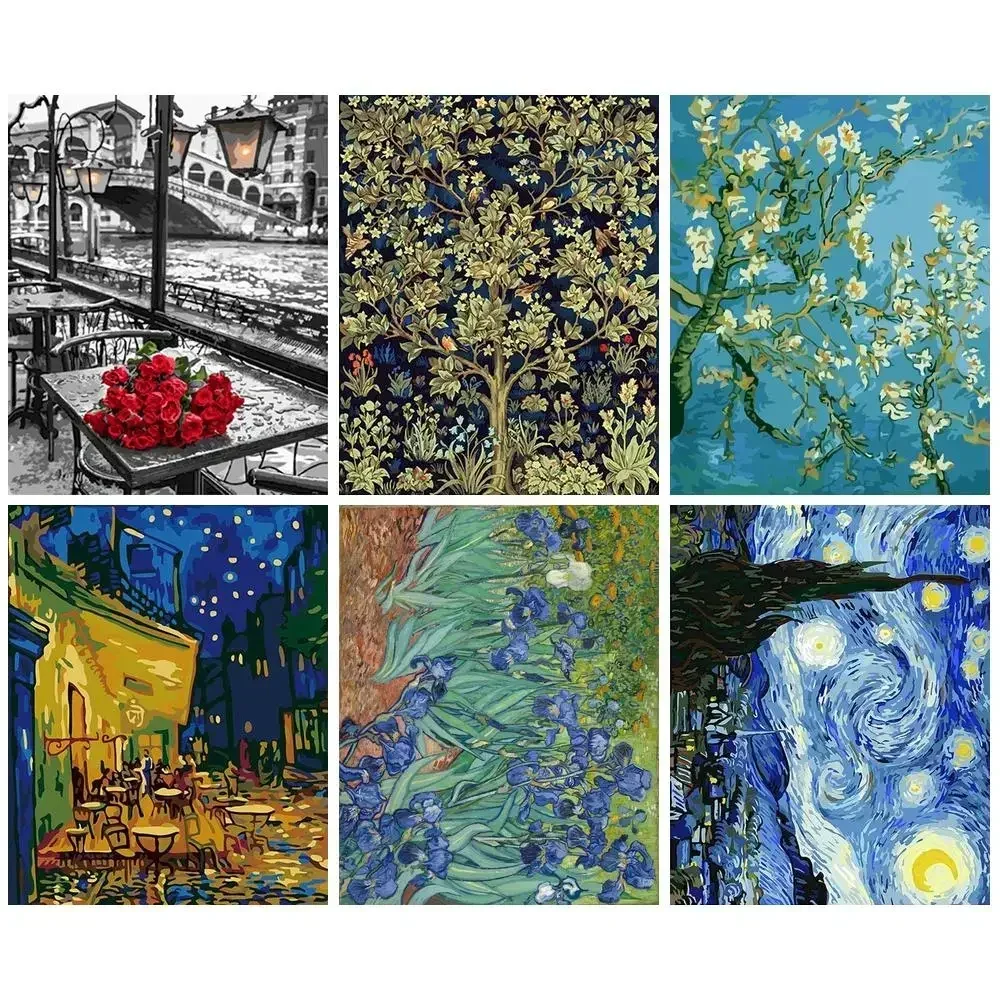 

133330 Frameless Painting By Numbers Kit Flowers Famous Picture Acrylic Paint DIY Coloring By Numbers For Home Decors