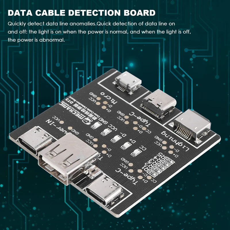 DT3 Data Cable Detection Board USB Cable Tester For IOS Android Type-C Short Circuit On-Off Switching Test Board Tool