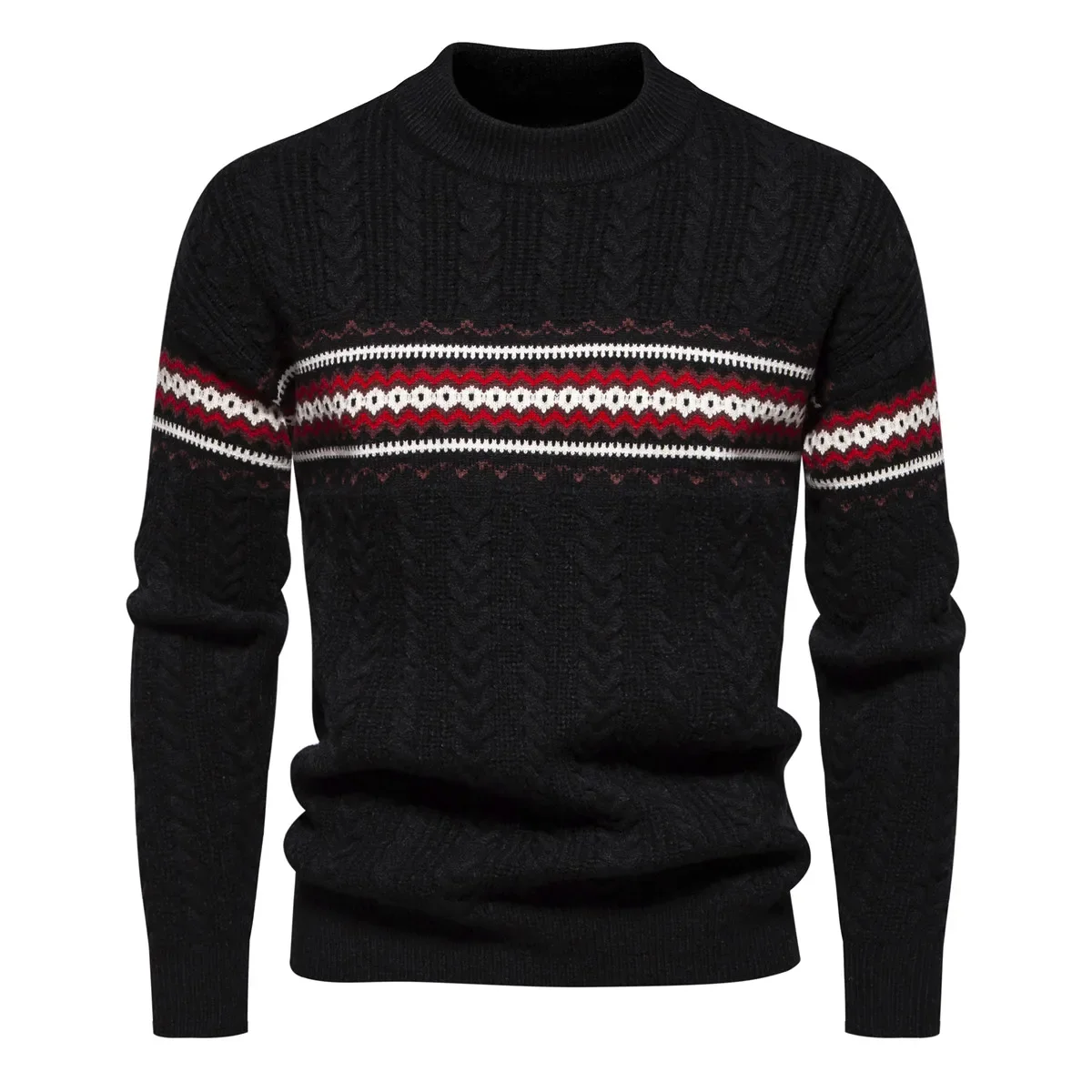 2025 High Quality Mens Trend  Sweater Slim Fit Casual Knitted Turtleneck Pullover Tops