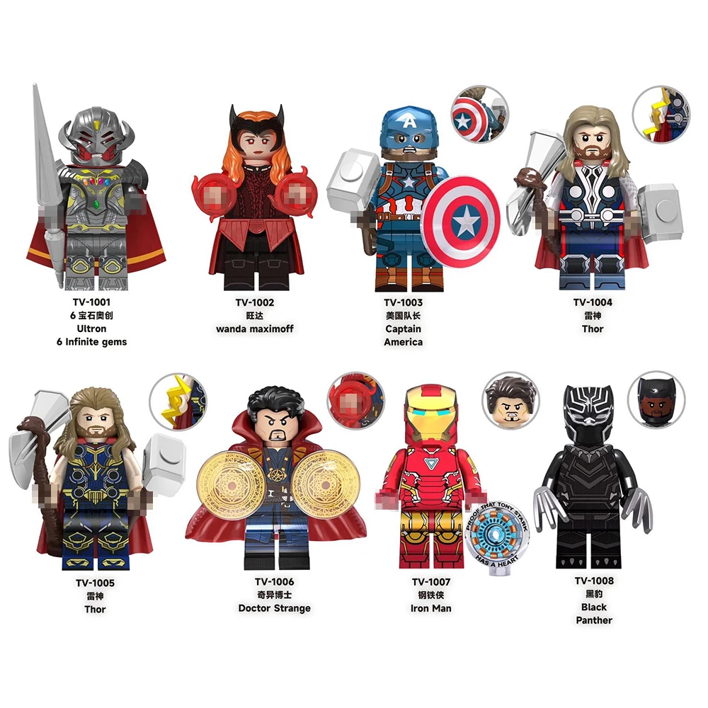 Super Heroes Cartoon Model Bricks Mini Action Figures Compatible Puzzle Building Blocks Toys Children's Birthday Gifts