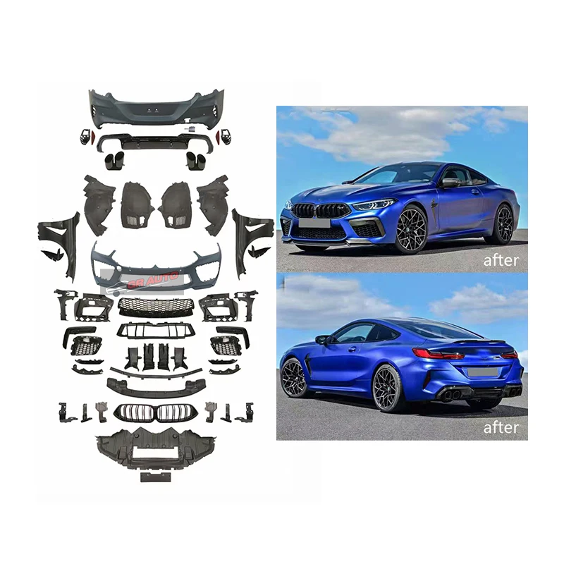 For G14 G15 G16 2/4-Door M8 Style New Exhaust Front/Rear Bumper Lip Diffuser Side Skirt Vent Spoiler Facelift Body Kit