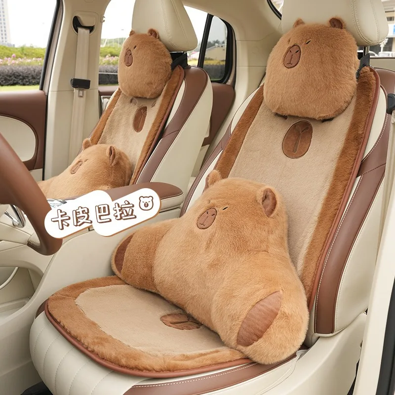 1pc Cute Car Neck Pillow Cartoon Design Capybara Car Headrest Simple Cute Interior Accessories Creative Gift