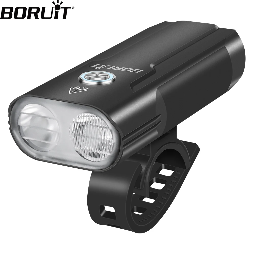 BORUiT LD12 Super Bright LED Bicycle Front Light TYPE-C Rechargeable 3600mAh Bike Lights for Night Riding Cycling Lan