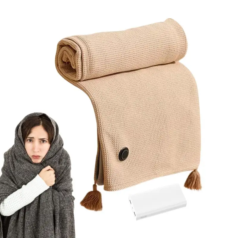 Heated Shawl Wraps Portable Wearable Cordless Electric Heated Blanket With 3 Heating Levels Soft Zipper Plug-in Use Heated Shawl