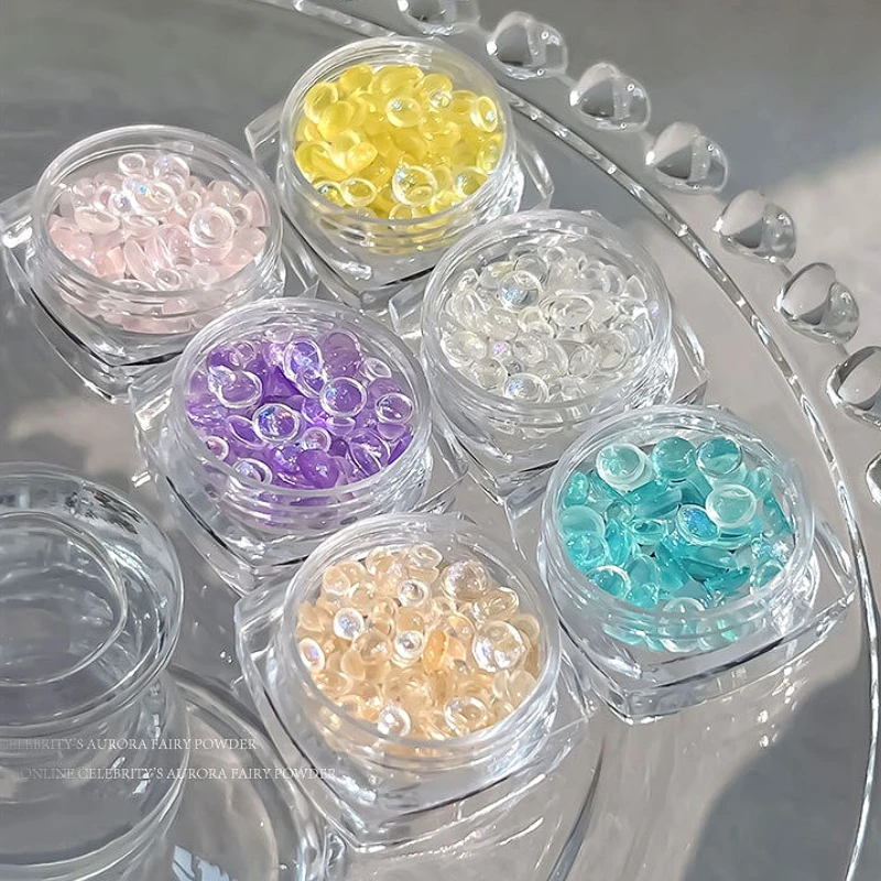 

Dreamy Ice Transparent Resin Mermaid Bubble Beads Colorful Aurora Nail Art Accessories Decorations DIY Manicure Tools Wholesale