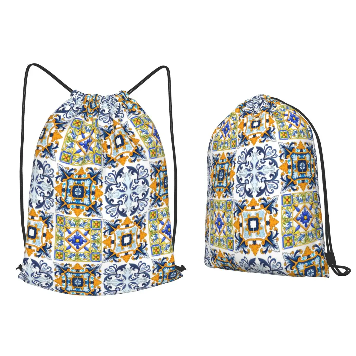 Copy Of Sicilian Tiles,mediterranean,mosaic,ornamental Backpacks Multi-function Drawstring Bags Sports Bag Book Bags for Travel