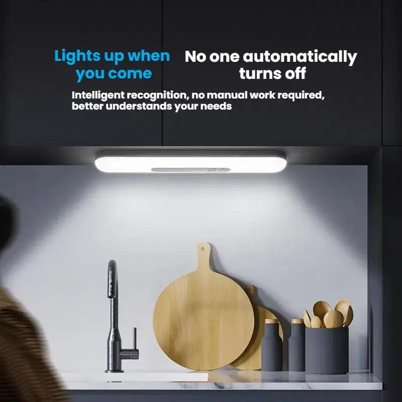 2 Pack Smart Sensor Night Light Rechargeable LED Strip Light Magnetic Suction Body Sensor Light Bedroom Eye Protection Lamp