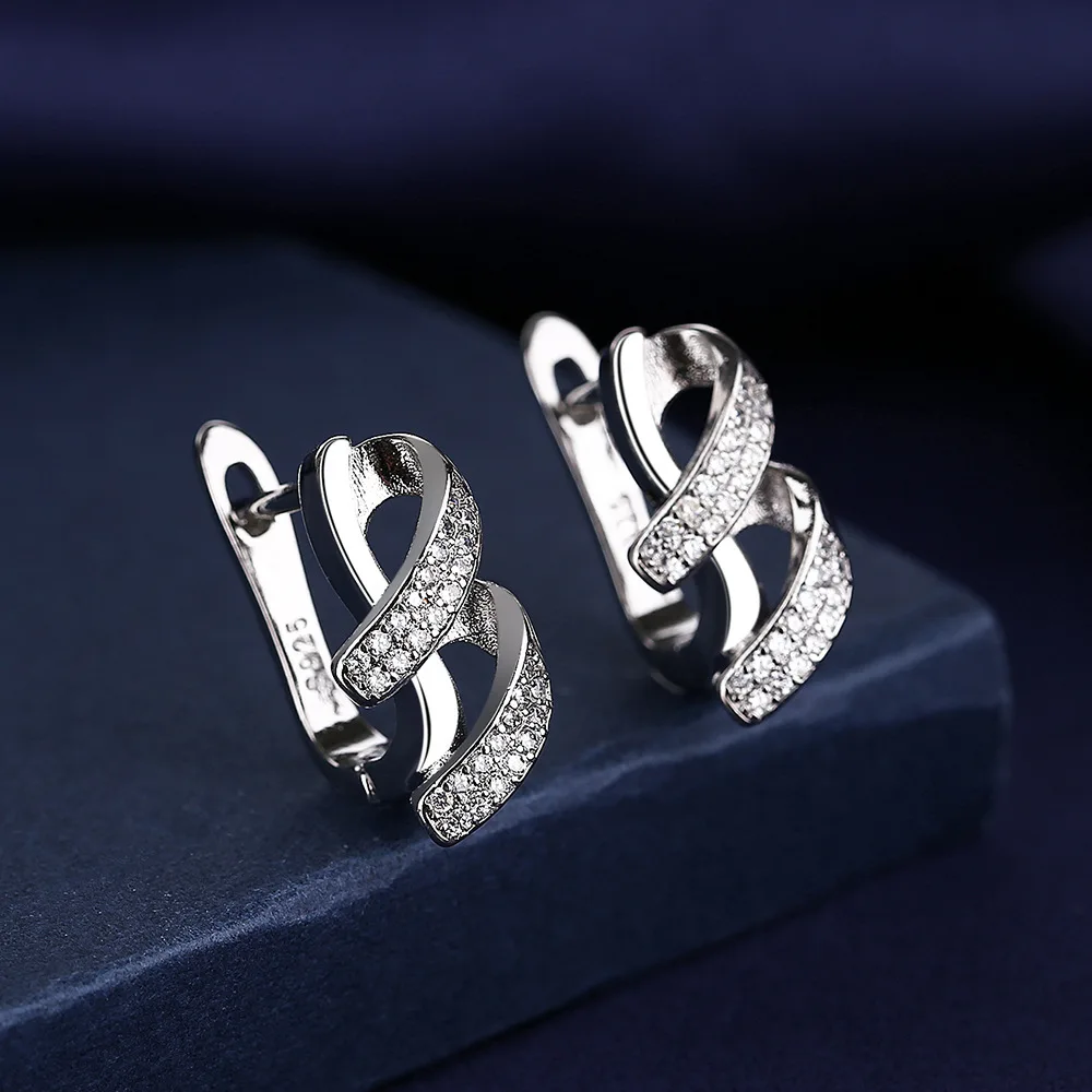 Ohrringe aus 925er-Sterlingsilber für Damen, runde Zirkon-Ohrringe, funkelnde Party, Hochzeit, Schmuck, Geschenkzubehör