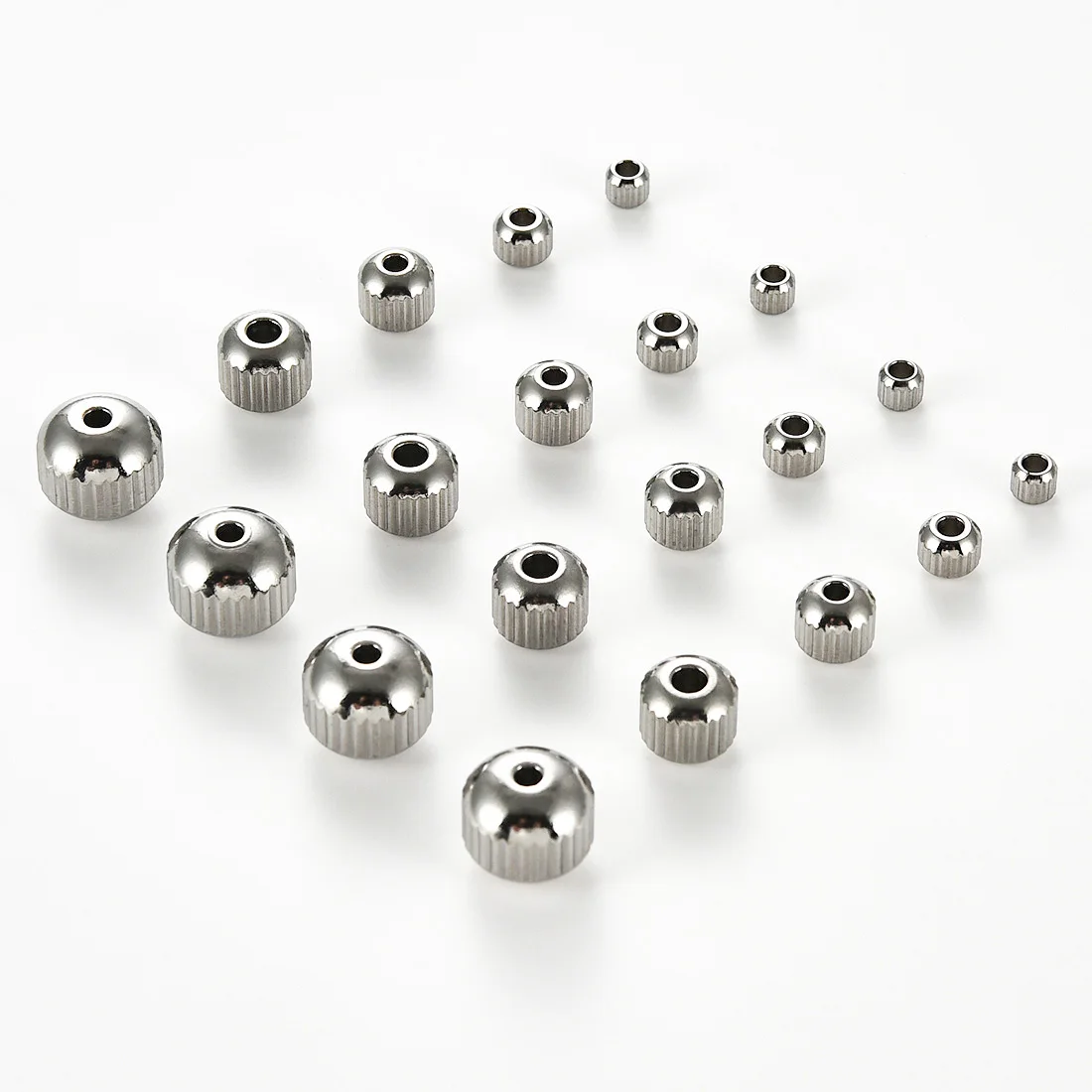 30Pcs/Lot Stainless Steel Stripes Beads 3/4/5/6/8MM Hole 2MM Round Spacer Loose Beads Jewelry Necklace Bracelet Making Supplies