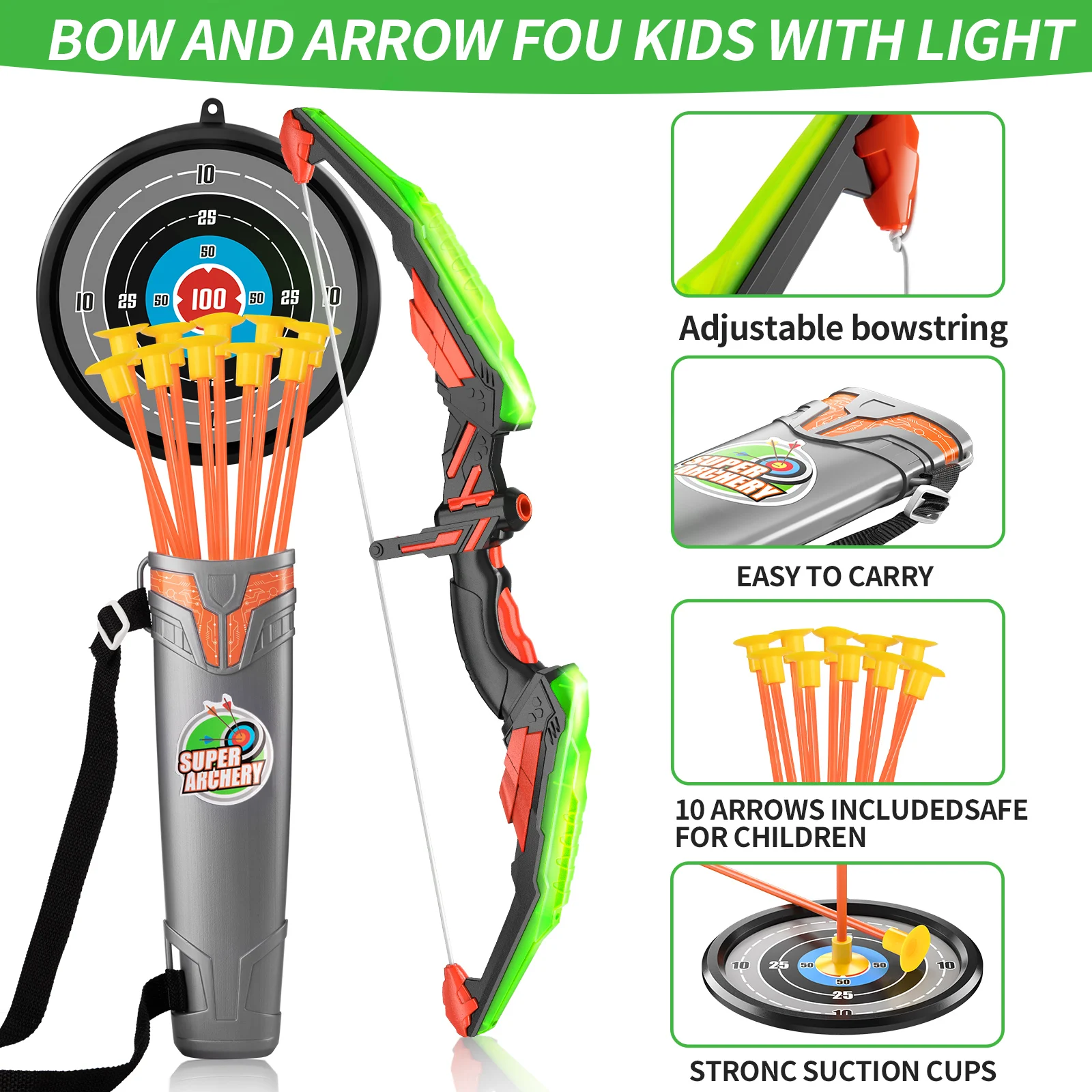 Kids Shooting Outdoor Sports Toys Children's Bow for Arrow Plastic Set Toys Fun Toys with Sucker Gift Set Boys and Girls Toys