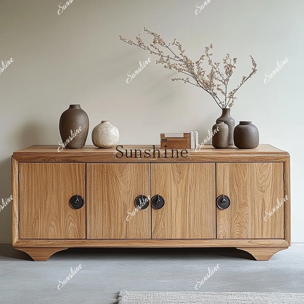 

Wabi Sandy Wind Solid Wood Dining Side Entrance Cabinet Bedroom Nordic Simple Household Multifunctional Storage FT