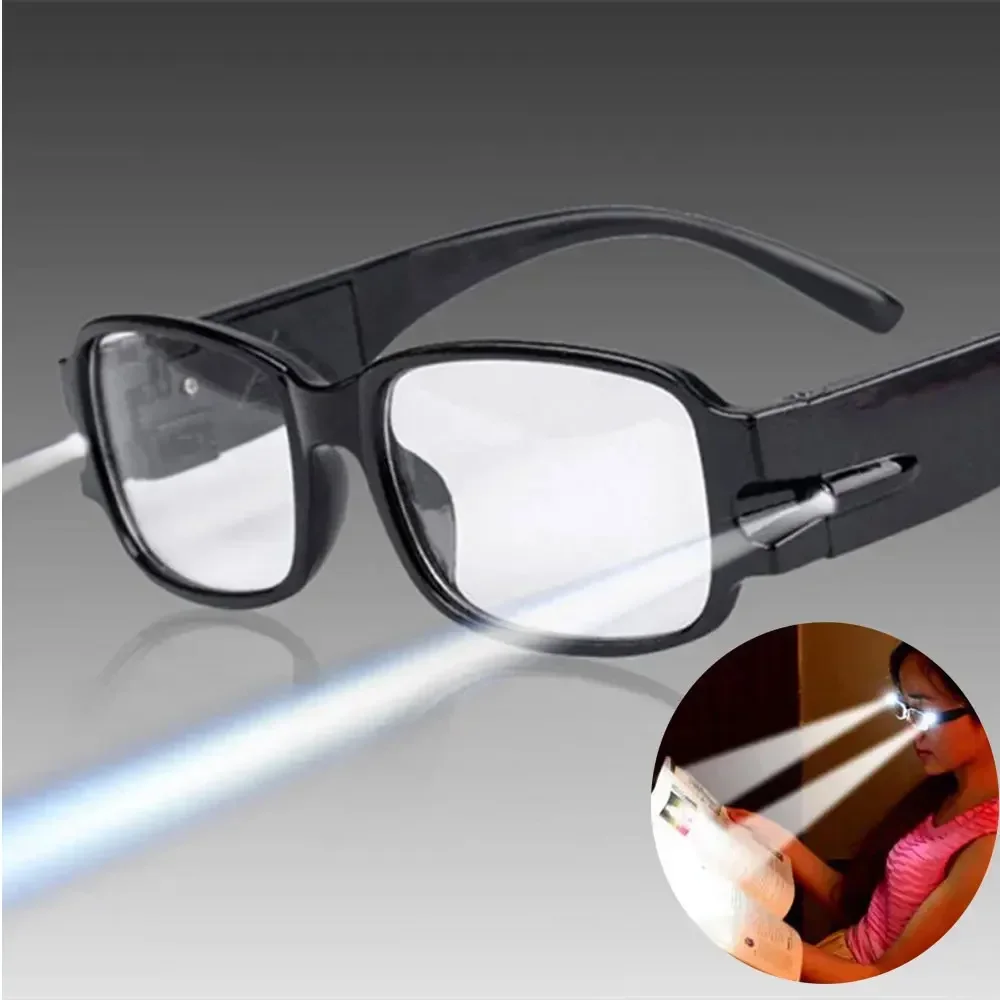 LED Reading Glasses Unisex Black Presbyopia Glasses HD Farsightedness Glasses