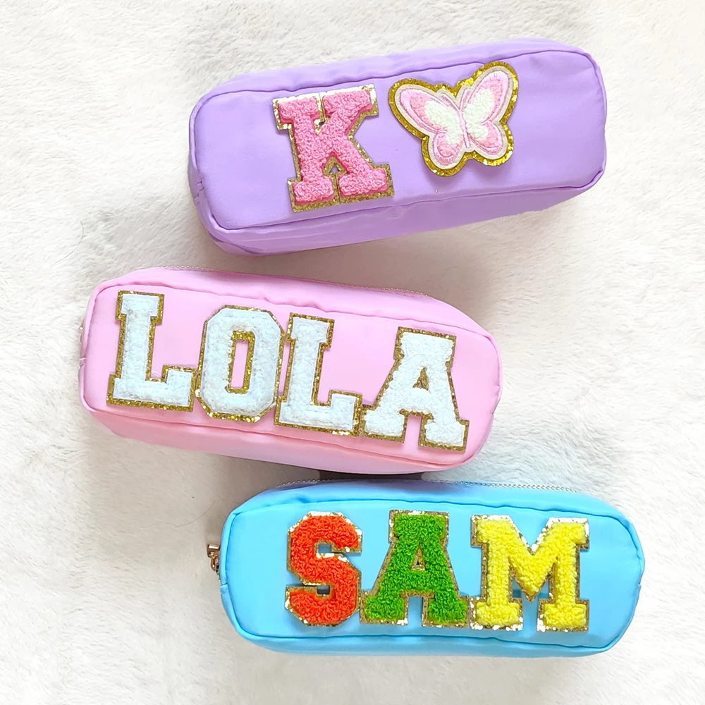 

Personalized Chenille Letter Pencil Bag Pencil Case Chenille Patches Kid School Bag Back to school Boys Girls Nylon Pencil Pouch