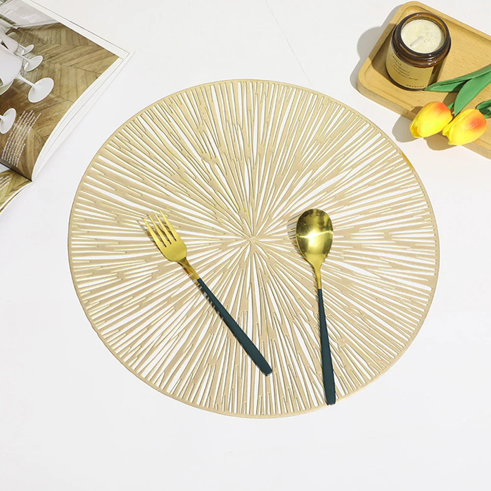 

2pcs Placemat Heat Resistant Round Pvc Modern Mat For Dining Table Decor Kitchen Wedding Party Reusable Washable Hollow Out