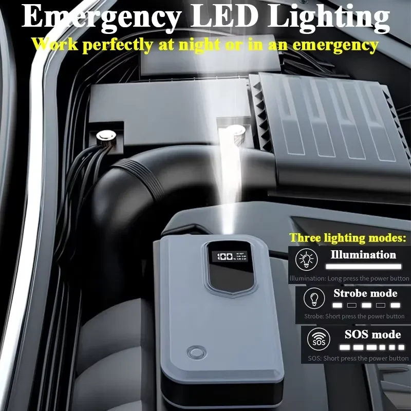 Multi-function Portable Jump Starter Mobile Power Bank 12V Car Rescue Battery Car Jumper Starter Emergency LED