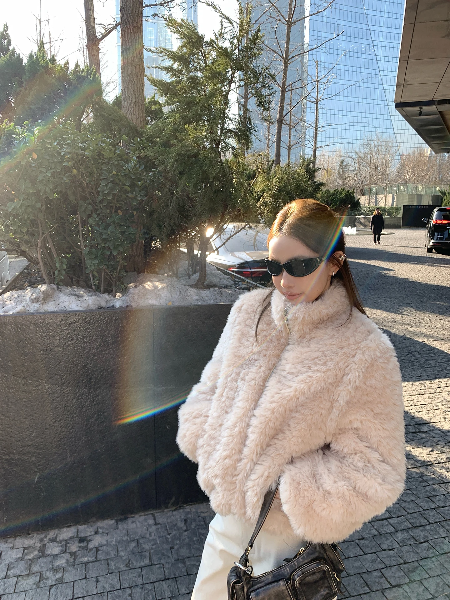 

3C Basket Double-Sided Wear Detachable 90 White Du down Eco-Friendly Fur Vest Stand Collar Zipper Closure Warm ort Sle