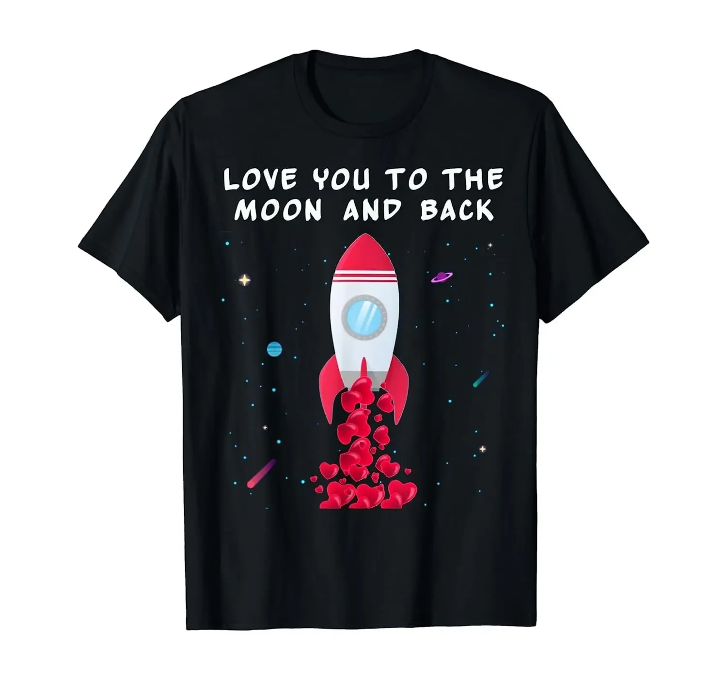 USA Love You to the Moon and Back Shirt Valentines day T-Shirt 100% Cotton