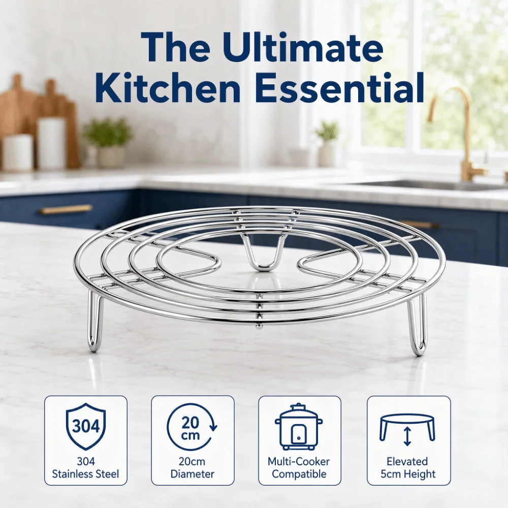 Stainless Steel Steamer Rack Round Elevated Leg Cooling Rack Thickened Steel Wire Pot Steamer Insert