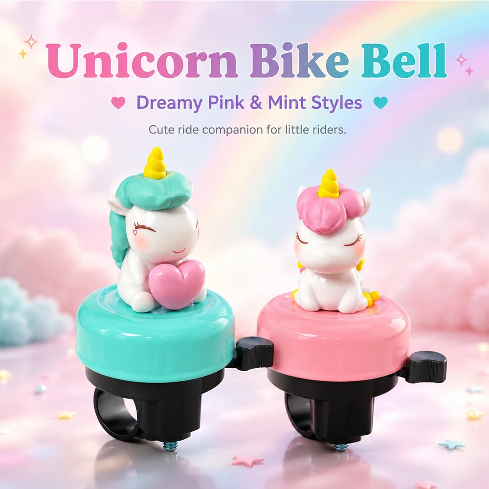 2 PCS Fairy Tale Style Bell Cute Animal Shape Unicorn Bicycle Bell Corrosion Resistant Warning pedestrian bicycle bell Accessory
