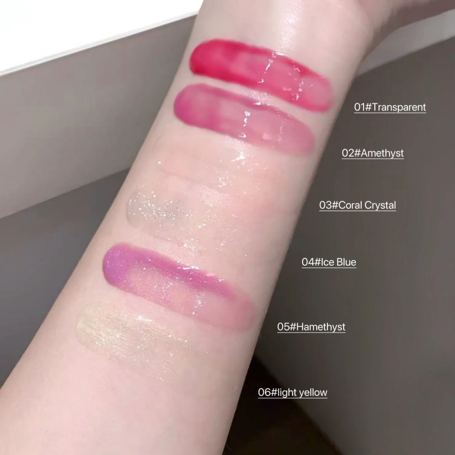 샤키누오 글리터링 미러 립 글레이즈, 워터리 쉬머링 라이트 립 글로스 메이크업 6g 6컬러, 수분 공급, 롱래스팅