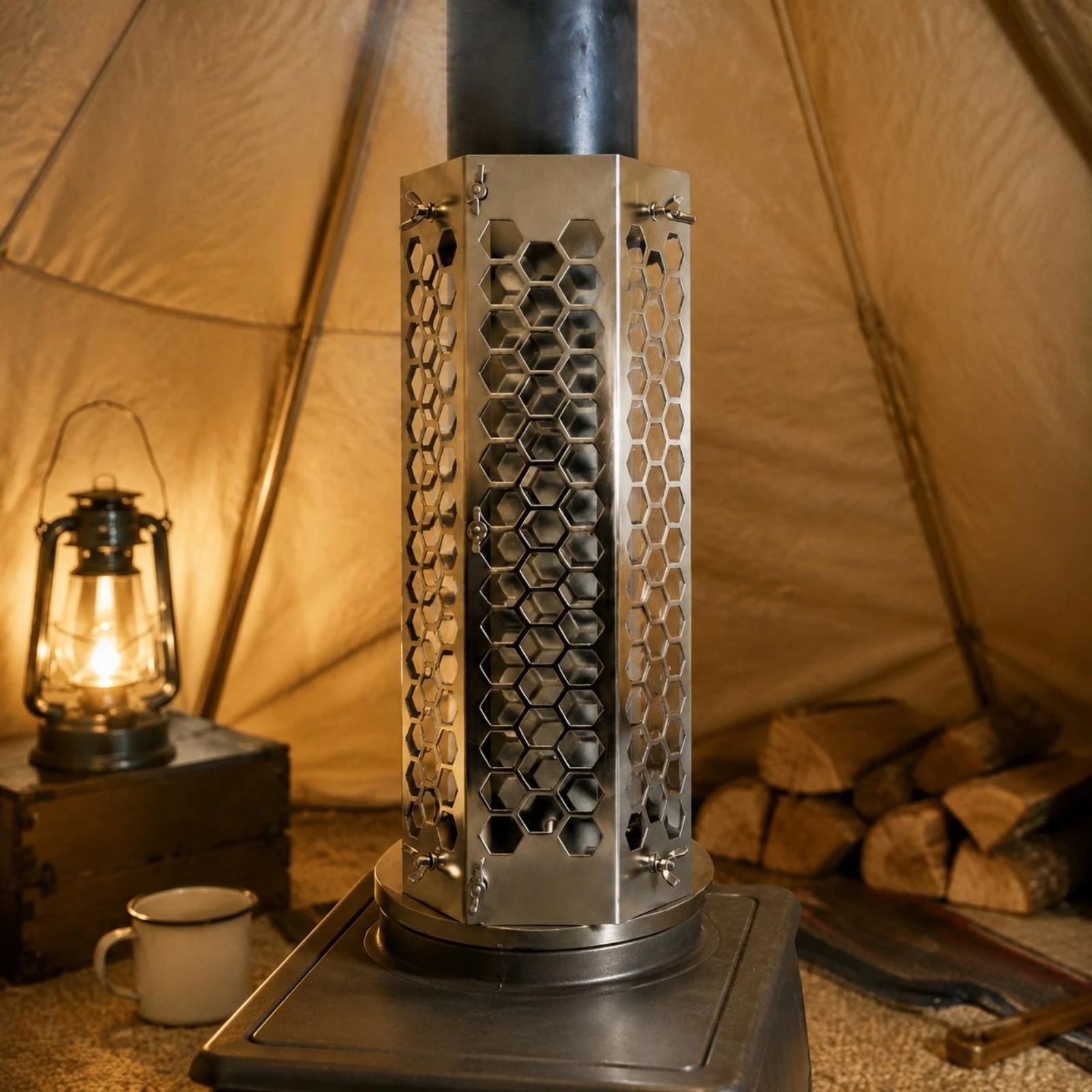 Mesh Heater Pipe Protector Scald Protection Tent Heater Pipe Cover Stainless Steel Chimney Mesh Ember-Arresting Blocking Outdoor