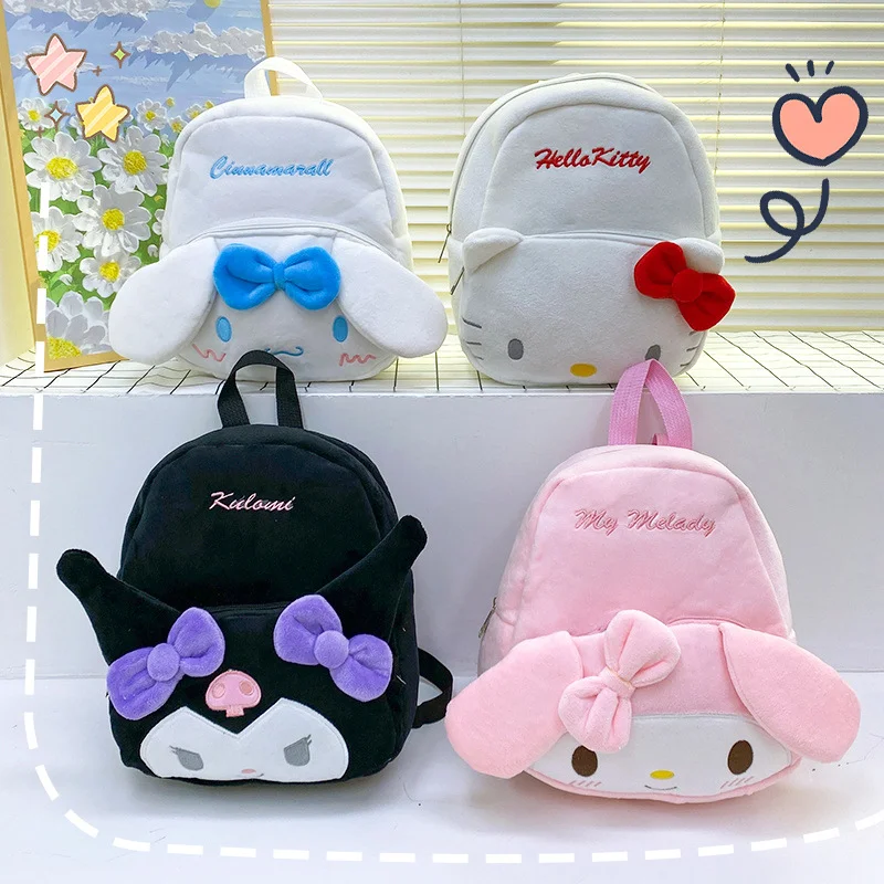 Sanrio Plush Bag Korean Version Cute and Versatile Plush Large Capacity Girl Heart Backpack Cartoon Leisure Student Backpack