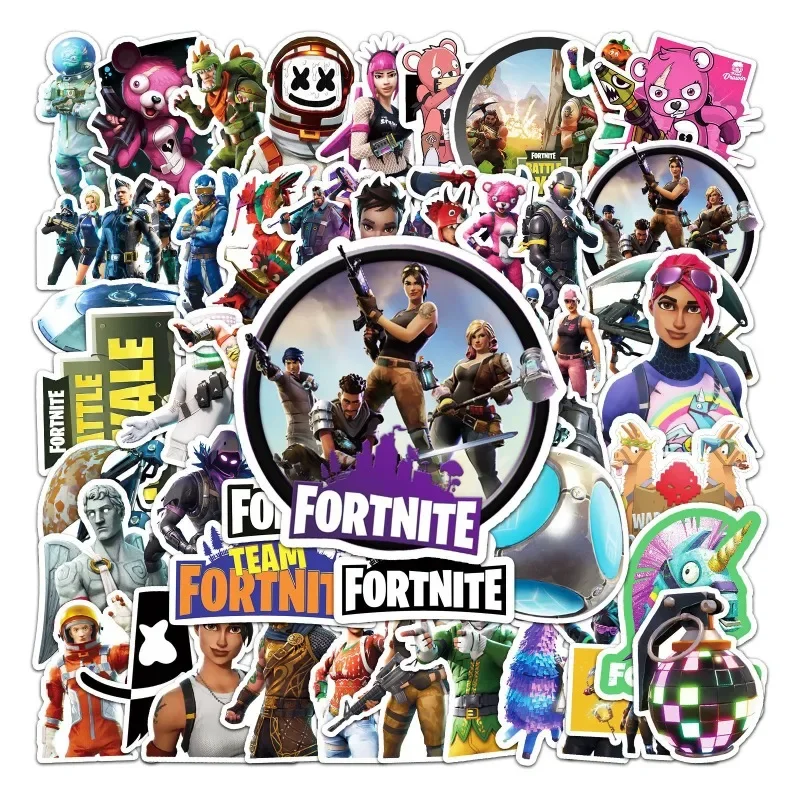 50 Uds. Pegatinas de grafiti de personajes del juego Fortnite, pegatinas decorativas impermeables para taza de agua, maleta, papelería de