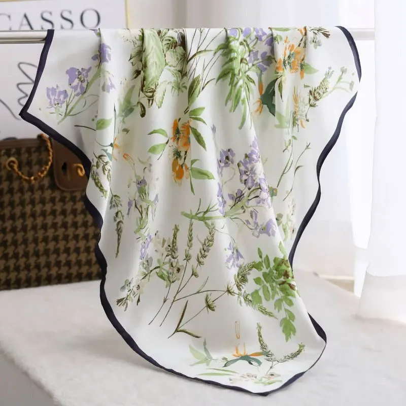 

New 100% Natural Silk Scarf Square Female Fashion Beach Pashmina Bufanda Women Shawl Wraps Bandana Lady Scarves Foulard Echarpe