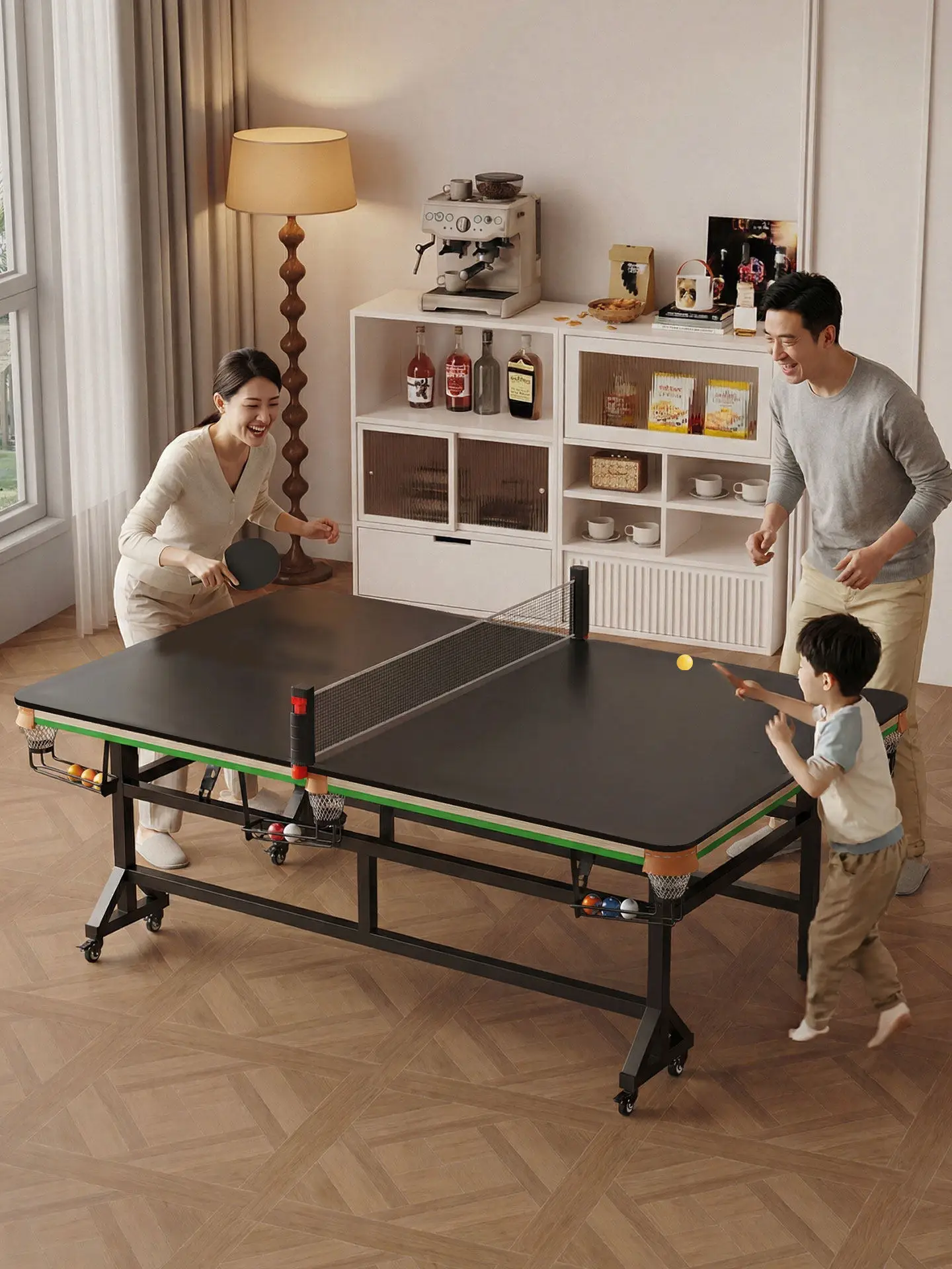 Indoor small table tennis table standard five-point training for home folding table tennis two-in-one