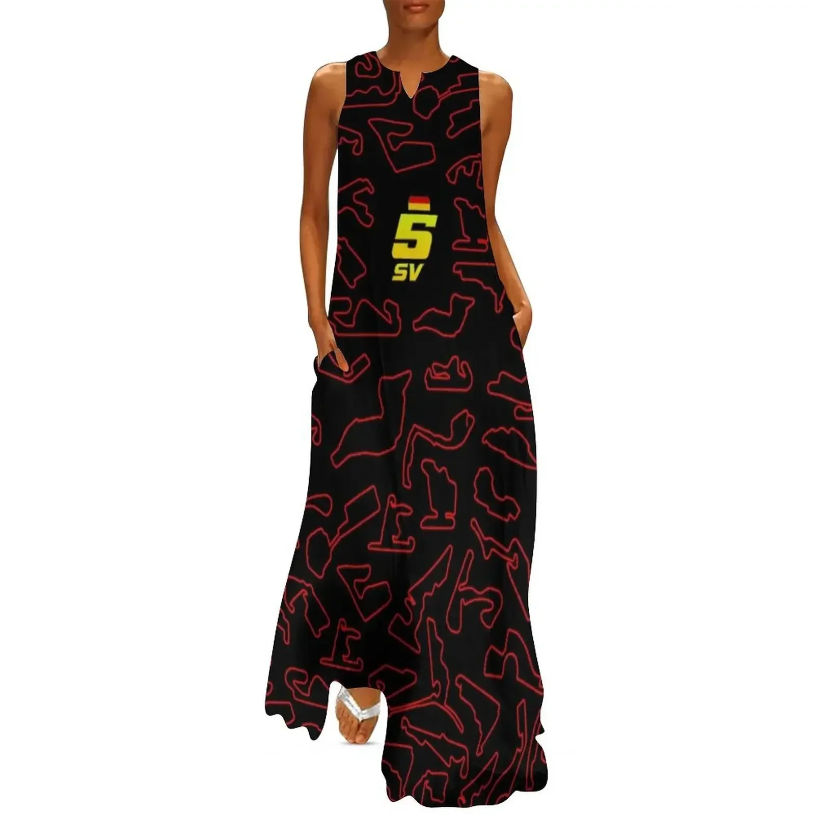 

SV 5 - Circuits Pattern Long Dress summer woman dress 2025 Women's summer dress clothes sexy short dresses daring