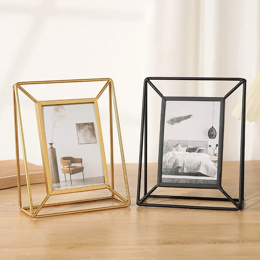 Rectangular Metal Picture Frame, Creative Desktop Decor, Stylish Tabletop Artwork Holder, Home Decor, 6 