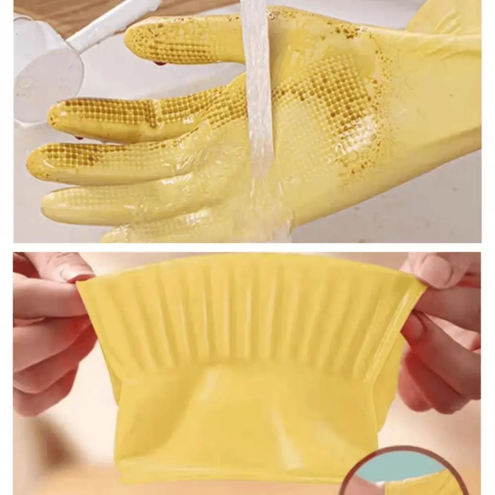 Extra Long Cuffs Rubber Cleaning Gloves Thick Material Acid Resistant Protective Gauntlets Waterproof Reusable