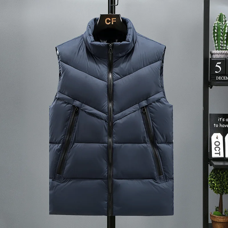 

Men Student Plus Size Autumn Winter Cotton Vest Outerwear Stand up Collar Casual Thickened Top Horse 135kg 7xl 8XL vest men