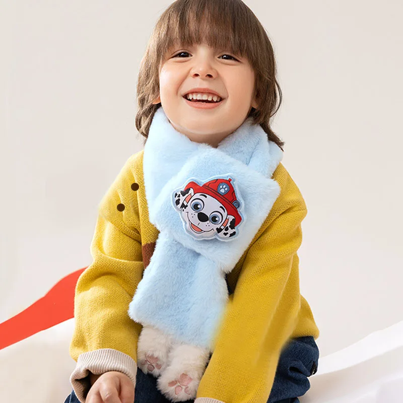 2024 Hot Sale New Paw Patrol Thicken Cross Collar Scarf Kids Girl and Boy Warm Winter Muffler Fur Plush Cute Shawl Scarfs Gift ﻿