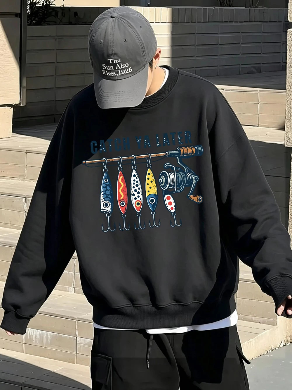 Catch You Later Prints Pullover Herren Basic Oversized Sweatshirts Jogging Casual Fleece Warmer Hoodie Winter Rundhalspullover Kleidung – Detail 22