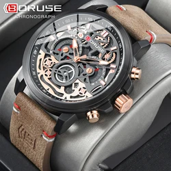 BORUSE Business Waterproof Leather Mens Quartz Watches Luxury Luminous Watch For MenWristwatch