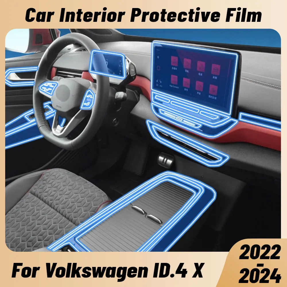 Anti-scratch Car Interior Center Console Media Dashboard Navigation TPU Protector Film For VOLKSWAGEN ID.4 X 2022-2024