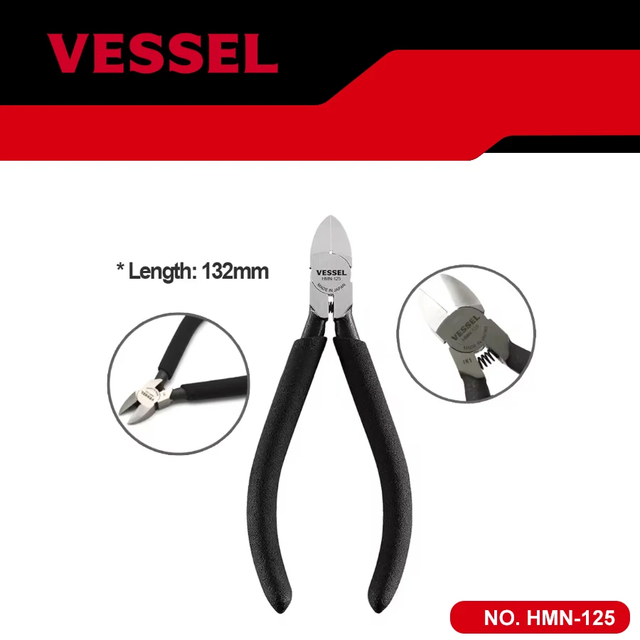 

VESSEL Wire Cutting Pliers Side Cutter Clippers for Jewelry Making Flush Cut Pliers HMN-110 HMN-125