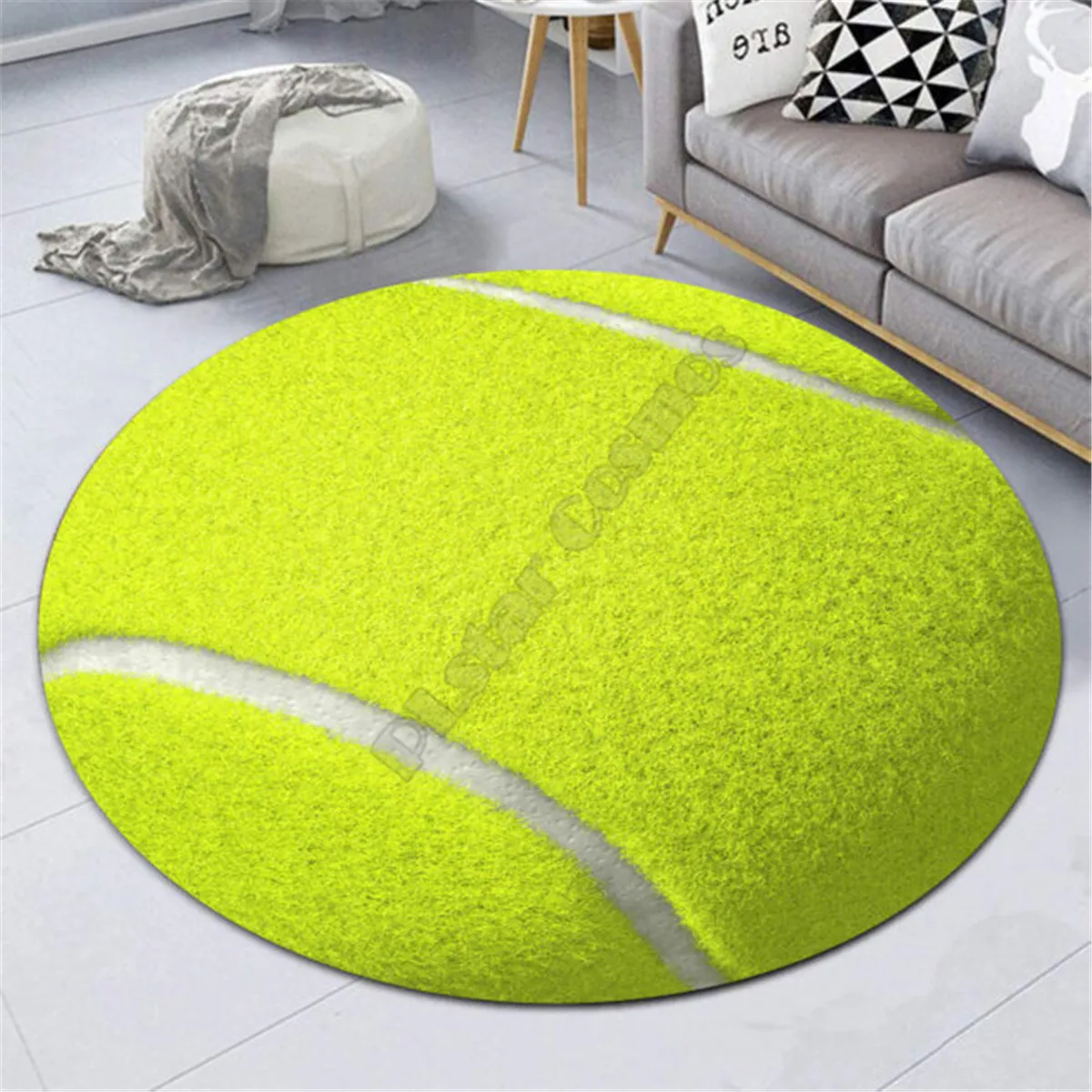 Love Tennis Ball Premium Round Rug 3D Printed Rug Non-slip Mat Dining Living Room Soft Bedroom Carpet 08