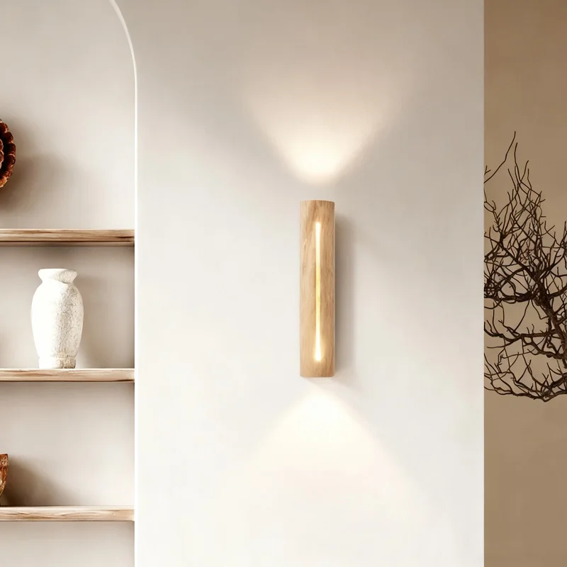 الجوز اللون الأصفر الترافرتين الجدار الخفيفة وابي سابي الطعام غرفة نوم السرير حتى أسفل توهج المحيطة LED الجدار الخفيفة