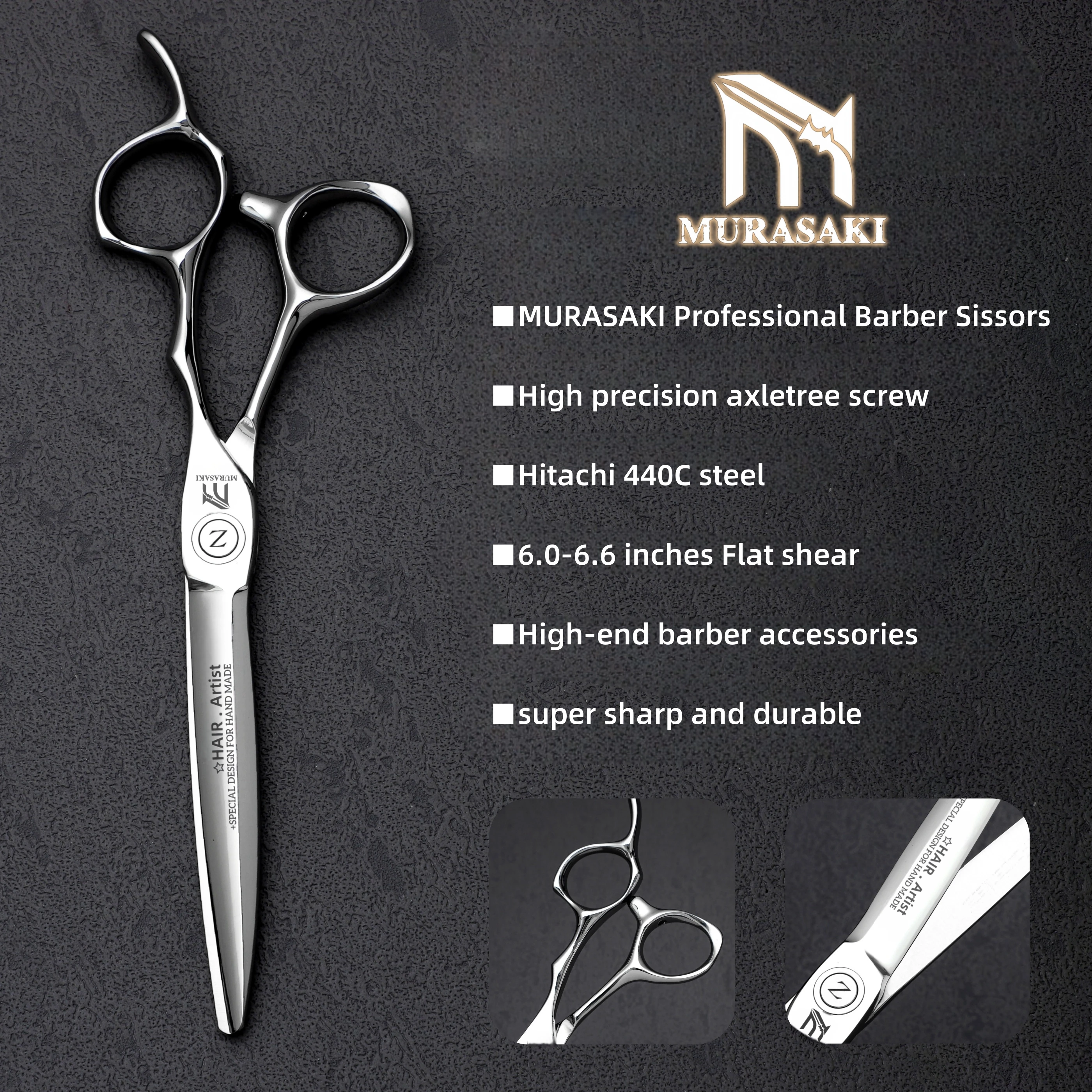 Professionelle Friseurscheren, Hitachi 440C Stahl-Ausdünnungsscheren, Set mit 6,0-6,5 Zoll Haarschneidewerkzeugen, scharf und langlebig – Detail 2