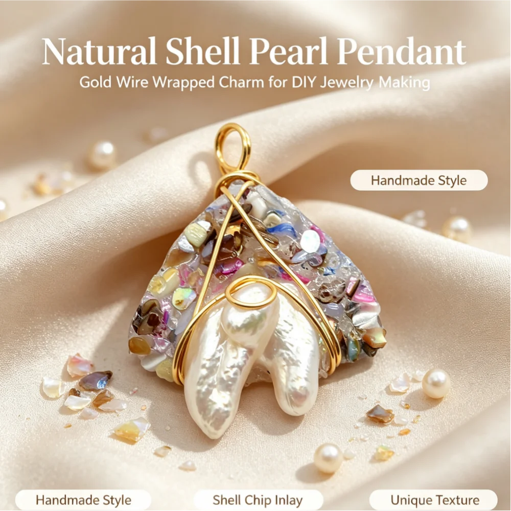 22x29-25x35mm Irregular Freshwater Pearl Crushed Shell Pendant DIY Jewelry Charms