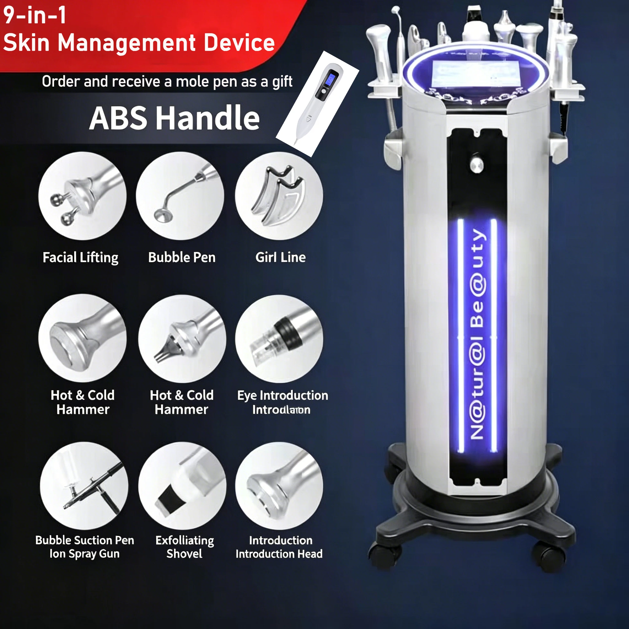 

Skin Management Device, Facial Water Deep Cleansing, Hydrogen Gas Exfoliation, Micro Skin Tightening and Skin Rejuvenation, Sit
