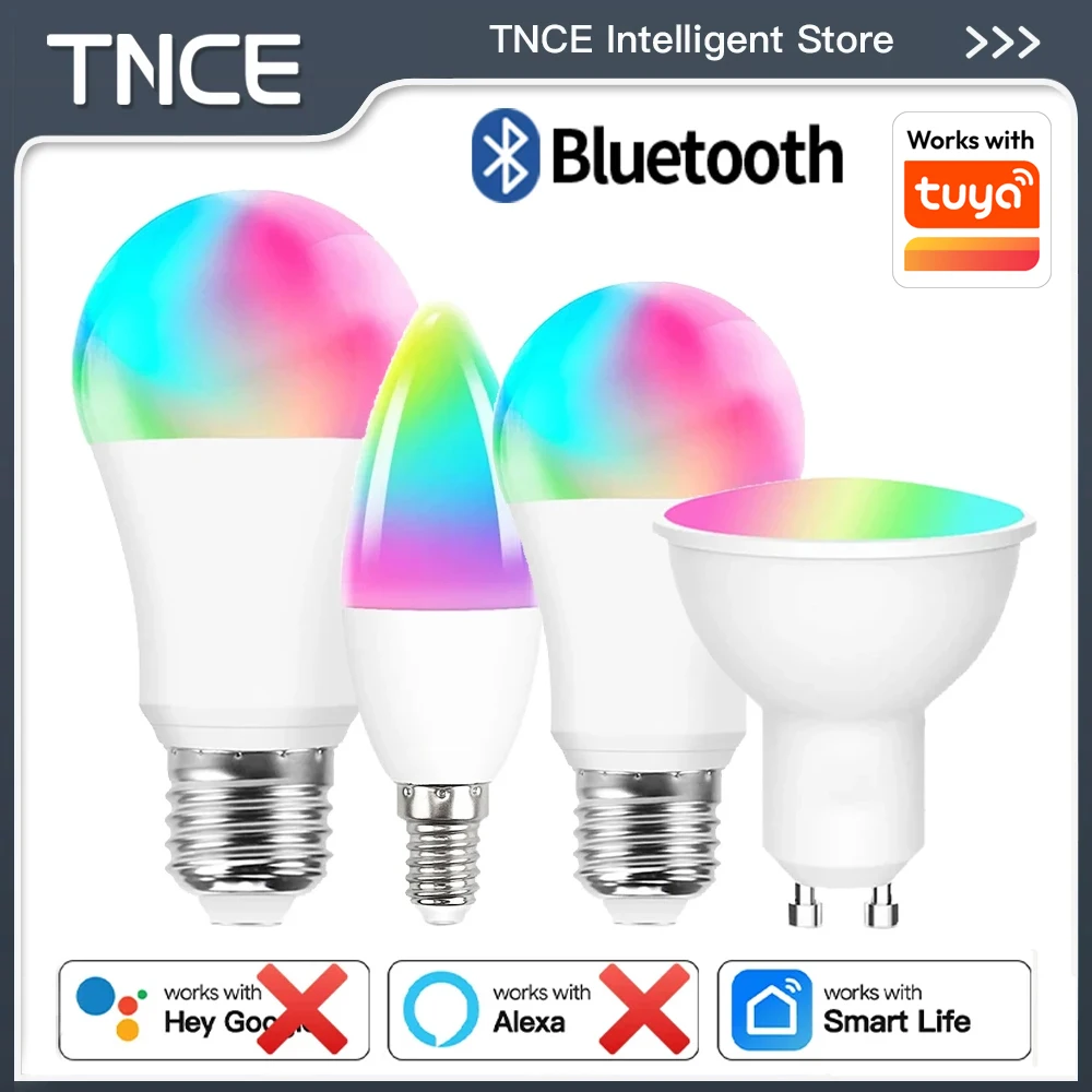 TNCE Tuya gu10 E27 E14 Buletooth, required Bluetooth gateway, Dimmable Light LED lamps 2700-6500k RGB Bulb, Smart Life App