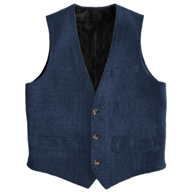 Men Vest Vintage Regular Herringbone Single Button Waistcoat Slim For Wedding Banquet Work Business Casual Men Suit Vest