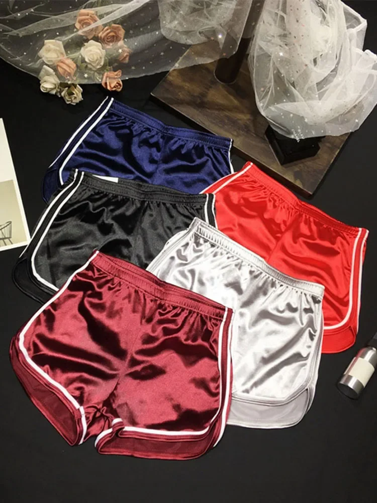 

New 2025 Women Shorts Summer Silk Slim Beach Casual White Egde Shorts Hot