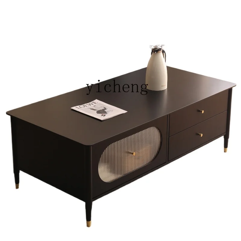 

XL Simple and Modern Coffee Table TV Cabinet Unit Small Apartment Living Room Solid Wood Tea Table Black