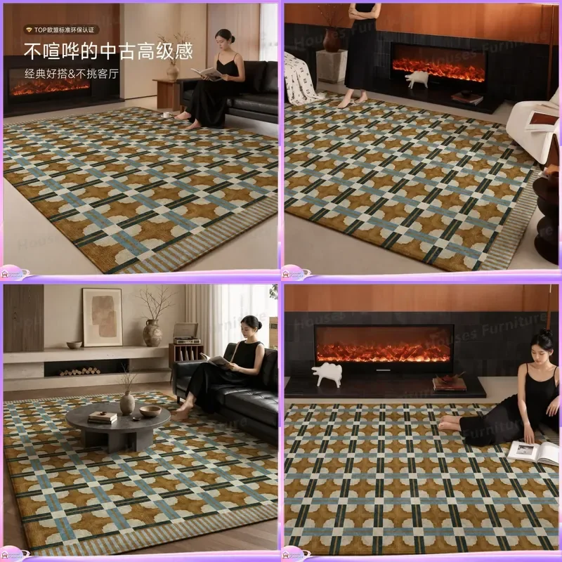 Medieval carpet living room leave-in erasable new coffee table floor mat sofa advanced retro American waterproof and