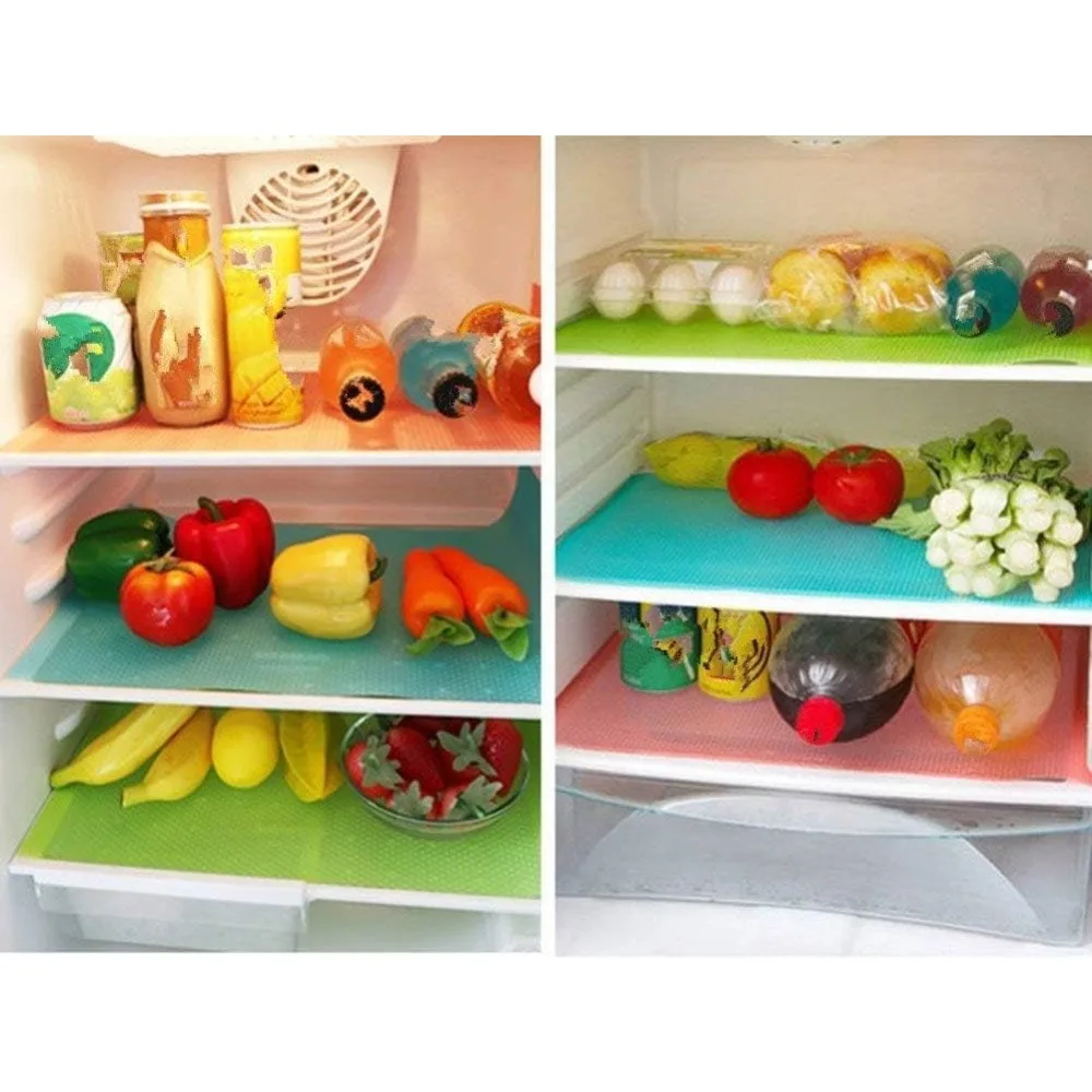 4Pack EVA Waterproof Refrigerator Liner Mat Washable Mildew Kitchen Pad Anti-oil Cabinet Drawer Placemat Heat Insulat Fridge Mat
