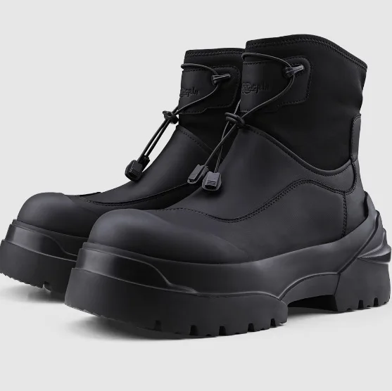 2025 new black high-top work boots hipster British wind mountaineering outdoor hiking platform boots men's motorcycle boots